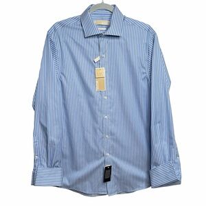 Michael Kors Mens Regular Fit Airsoft Non-Iron Dress Shirt 15.5 34/35 Blue - NWT